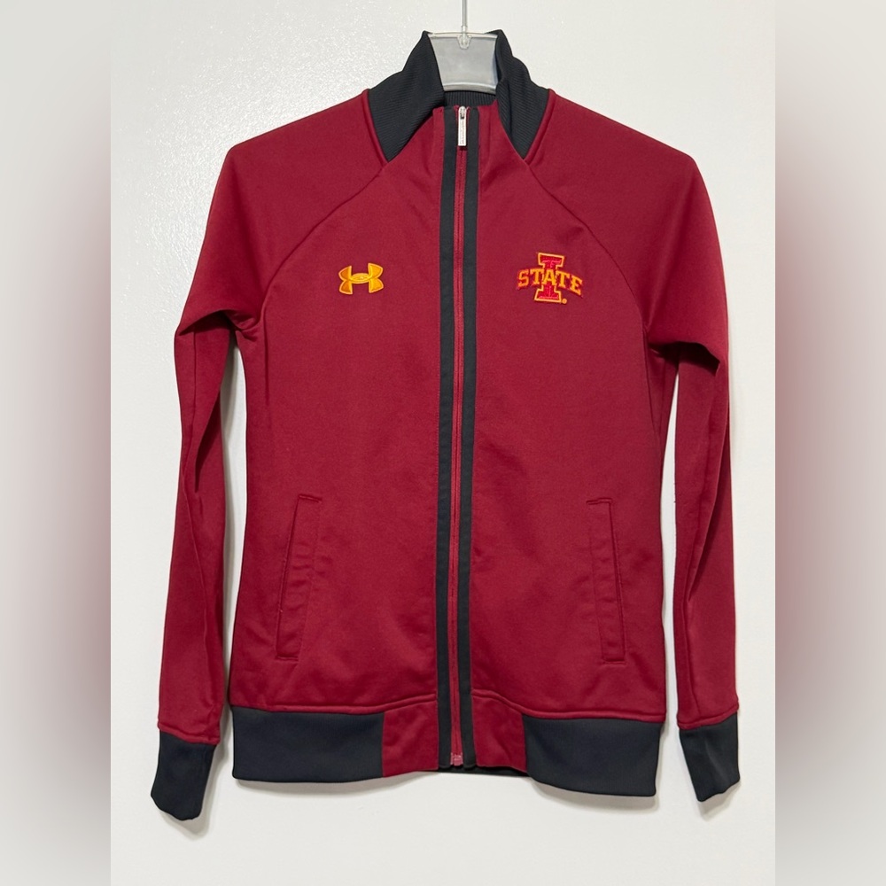 973: Under Armour Maroon and Black Iowa State University Full-Zip Jacket - Small